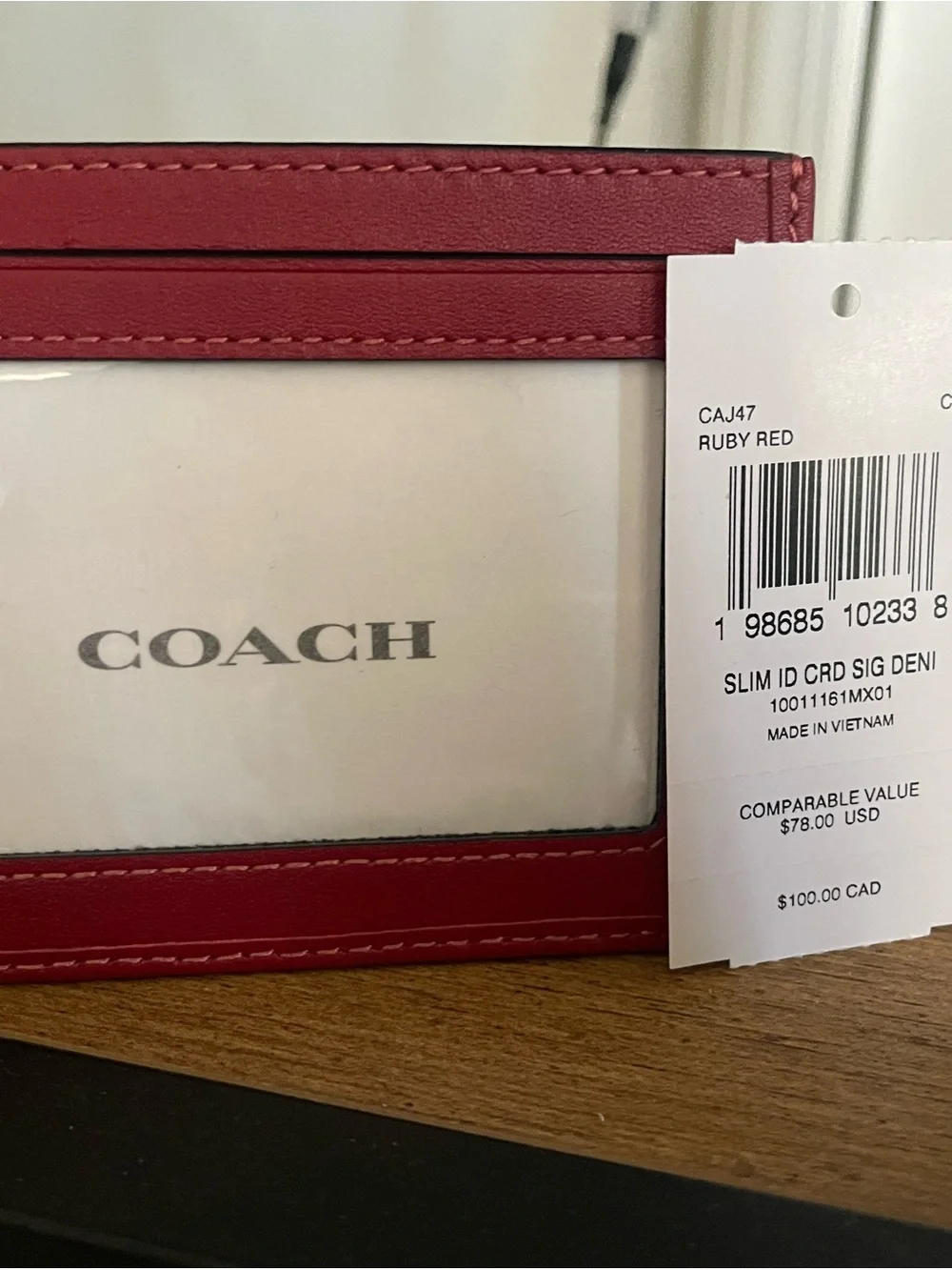 Coach Slim ID Card Case - Ruby Red